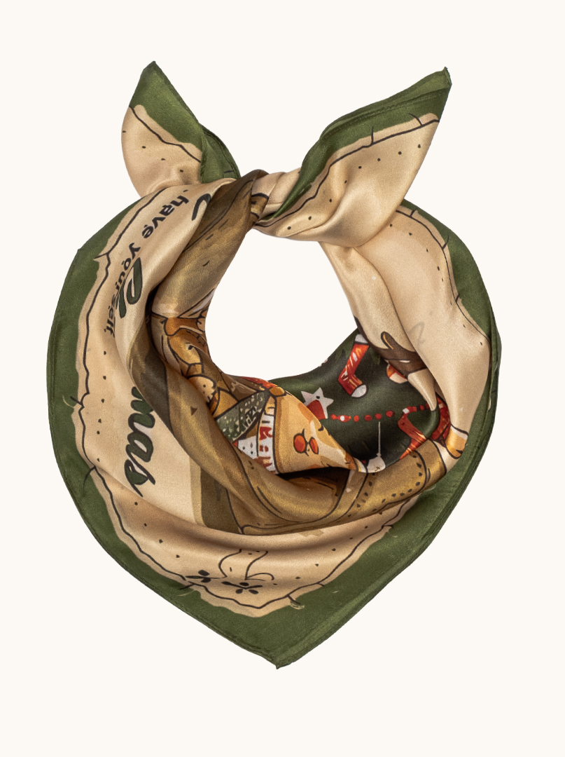 Apaszka jedwabna z motywem choinki - Edycja Świąteczna 53x53 cm zdjęcie 2