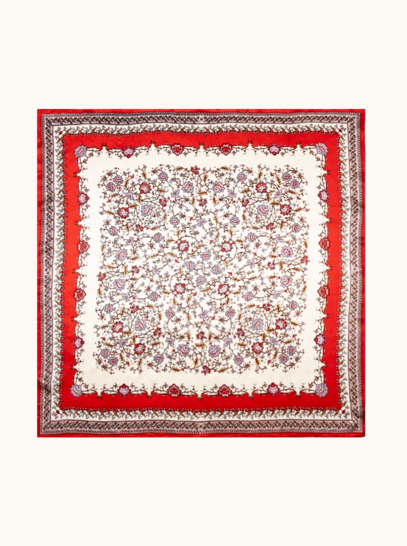 Duża apaszka jedwabna z orientalnym wzorem 90cm x 90 cm zdjęcie 2