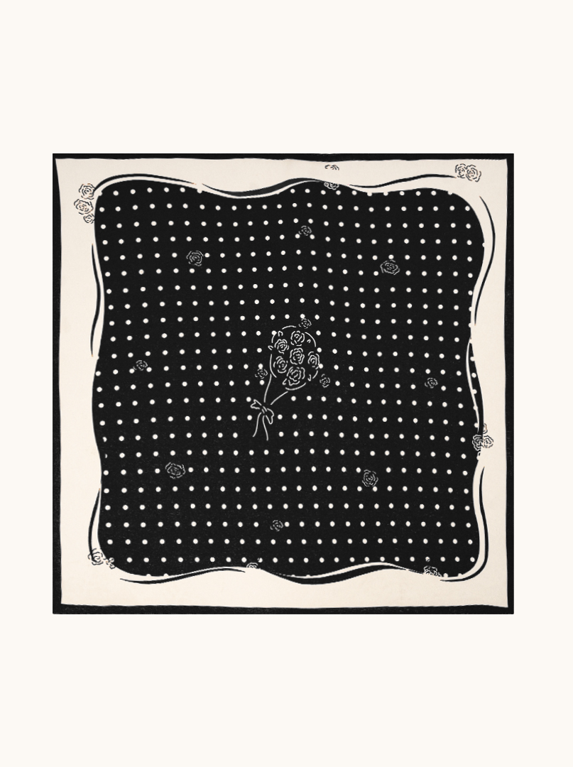 Apaszka jedwabna czarna ze wzorem groszków 68cm x 68cm  zdjęcie 2