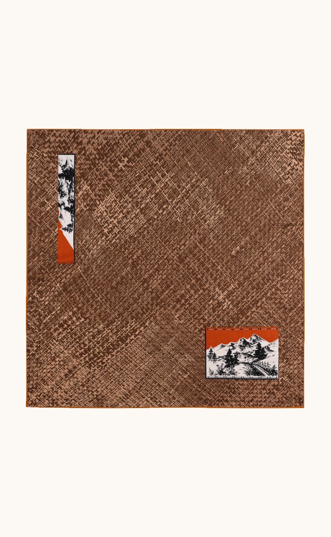 Apaszka wełna z jedwabiem z graficznym motywem 65x65 cm  zdjęcie 2