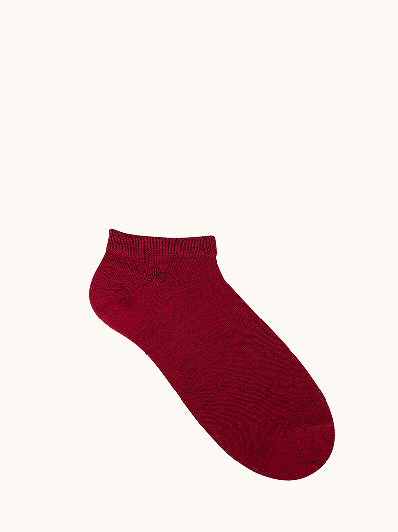 Klasyczne stopki  z wełny merino bordowe - MERINO WOOL LOW-CUT  zdjęcie 1