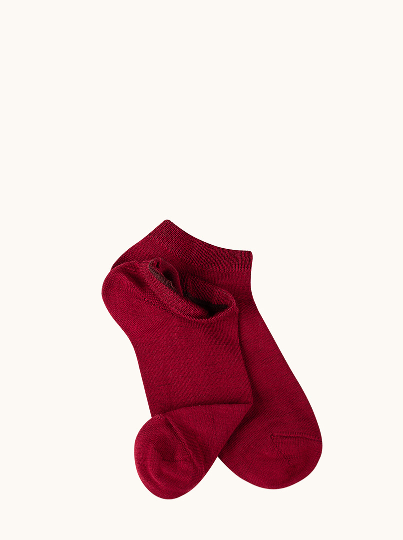 Klasyczne stopki  z wełny merino bordowe - MERINO WOOL LOW-CUT  zdjęcie 2
