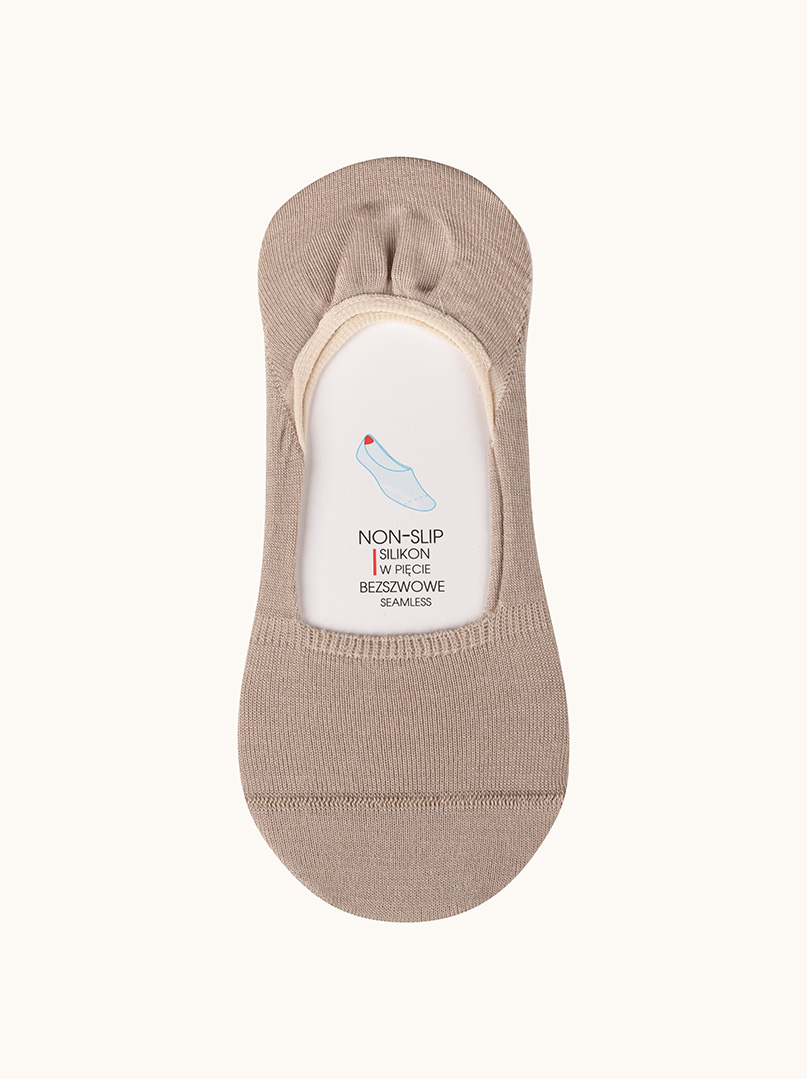 Klasyczne stopki bezszwowe z wełny merino beżowe- SOFT MERINO WOOL  zdjęcie 1