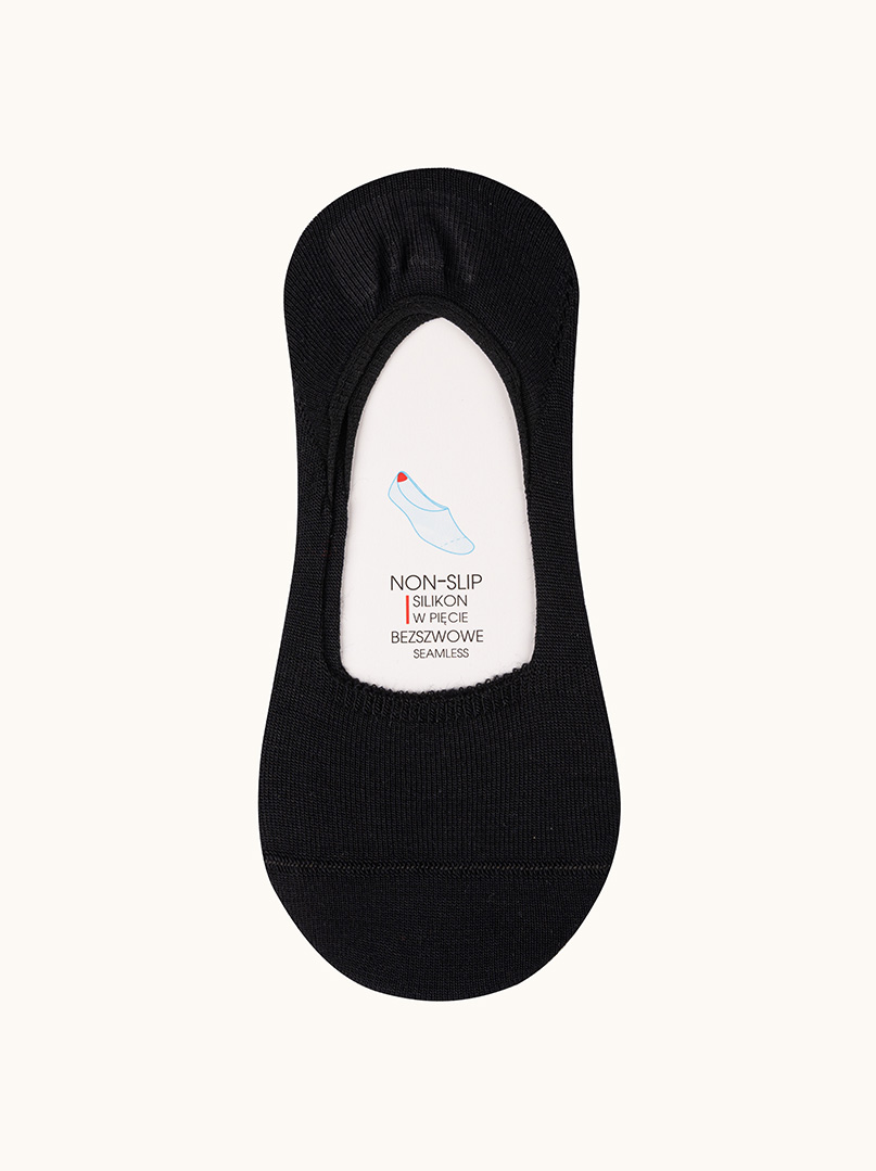 Klasyczne stopki bezszwowe z wełny merino czarne- SOFT MERINO WOOL  zdjęcie 1