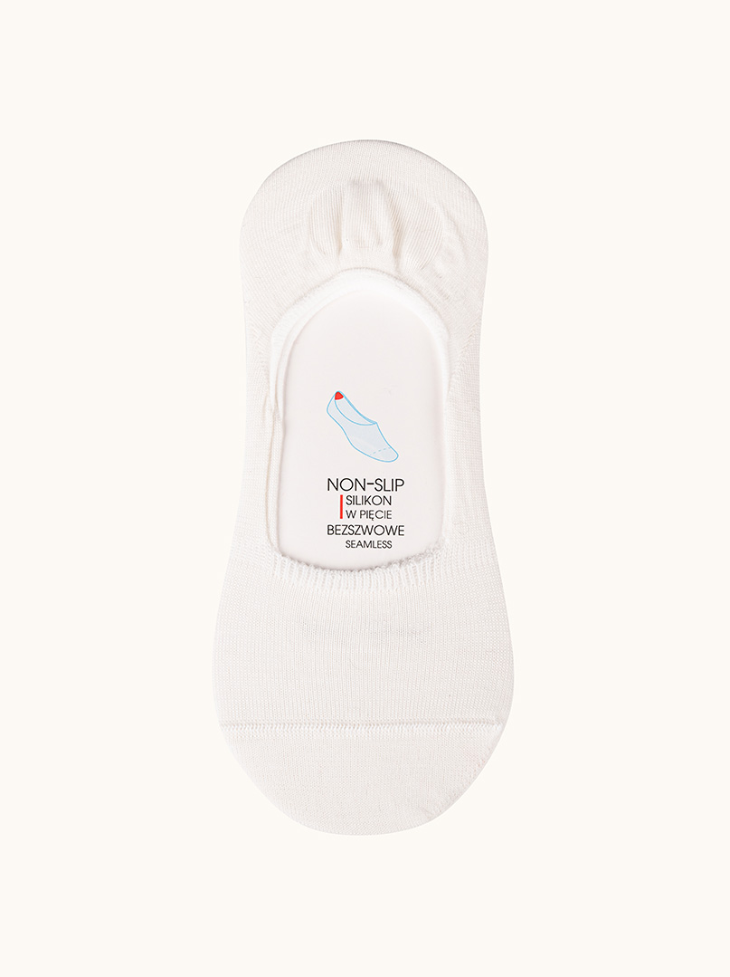 Klasyczne stopki bezszwowe z wełny merino białe - SOFT MERINO WOOL  zdjęcie 1