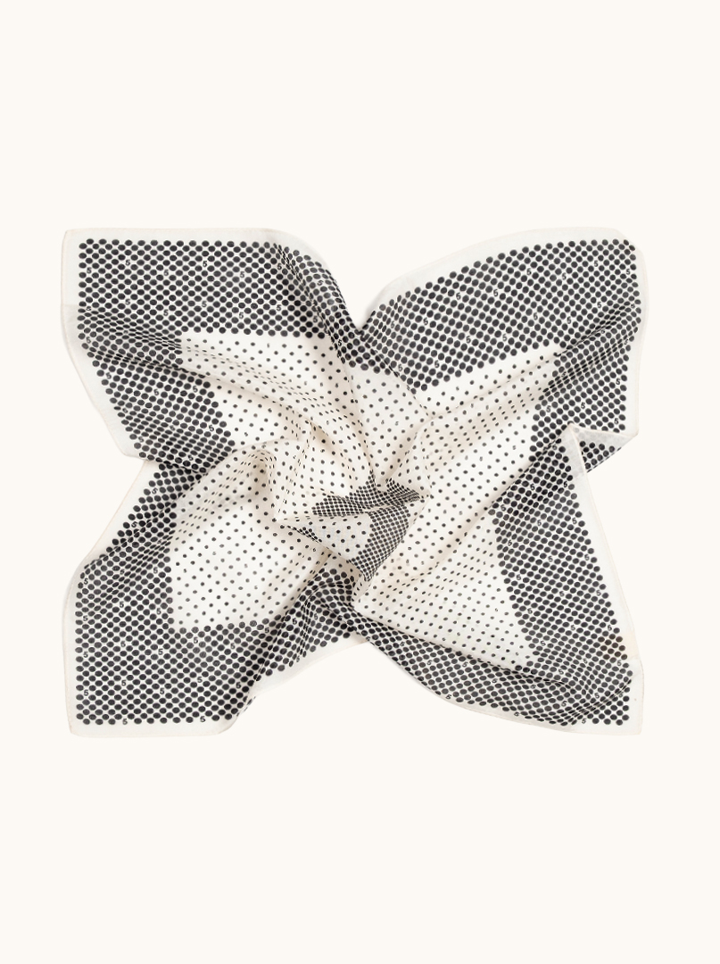 Mała apaszka bawełna z jedwabiem morwowym w groszki  53cm x53cm zdjęcie 2