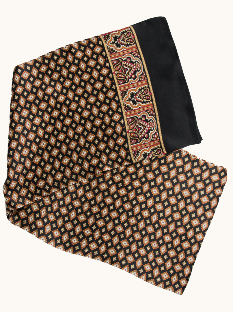 Elegancki szal męski brązowy jedwabny podwójnie zszyty 26 cm x 155 cm zdjęcie 4