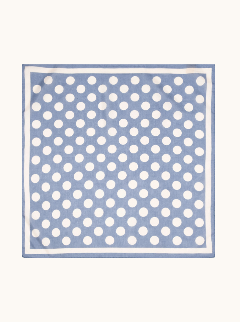 Mała apaszka bawełna z jedwabiem morwowym beżowe grochy  53cm x53cm zdjęcie 2