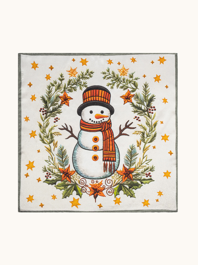 Apaszka jedwabna z motywem bałwanka - Edycja Świąteczna 53x53 cm zdjęcie 1