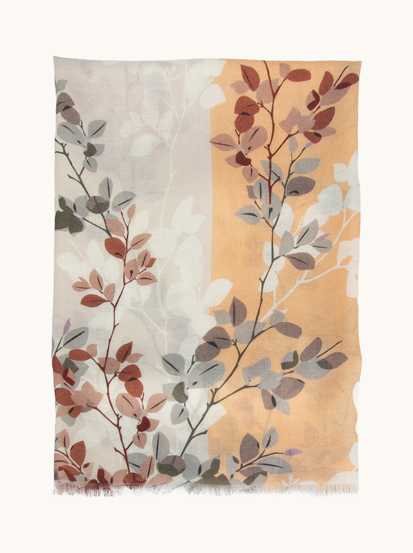 Szal 100% wełna z motywem natury 95 cm x 210 cm PREMIUM zdjęcie 2