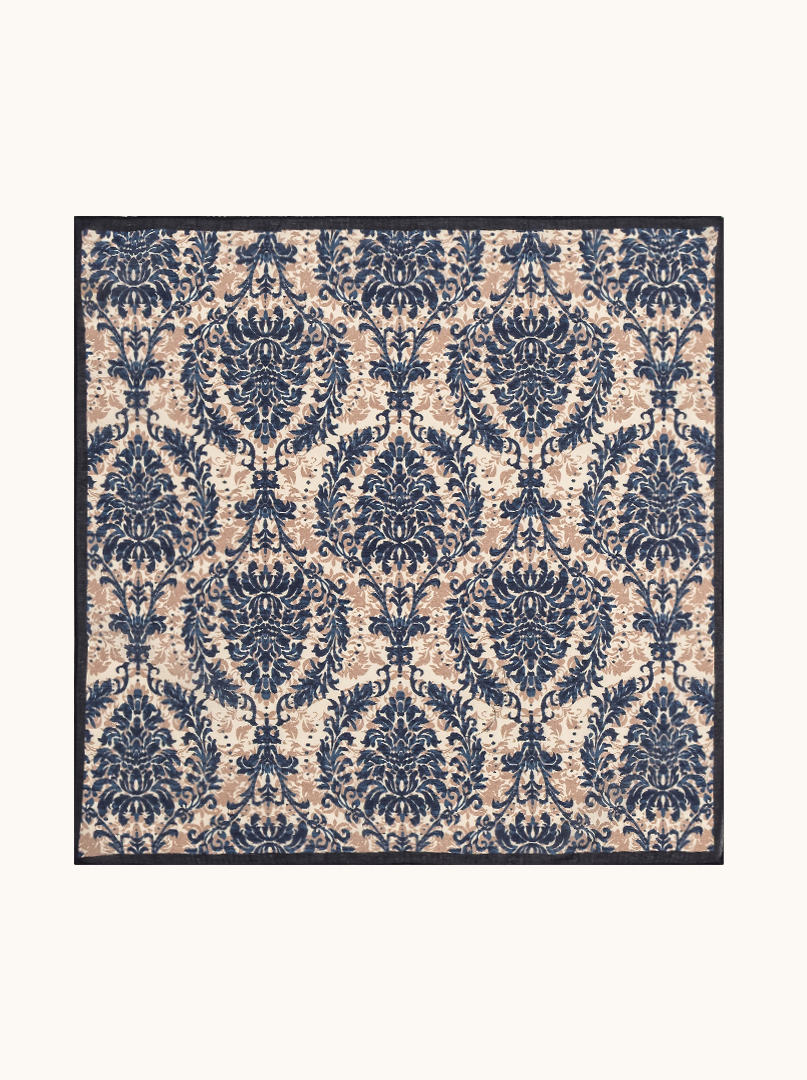 Mała apaszka bawełna z jedwabiem morwowym ornamenty 53cm x53cm zdjęcie 2