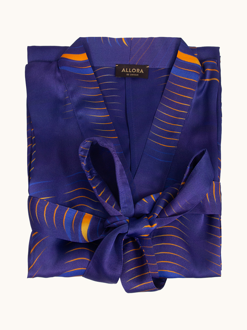 Szlafrok kimono z wiskozy granatowy PREMIUM  zdjęcie 2