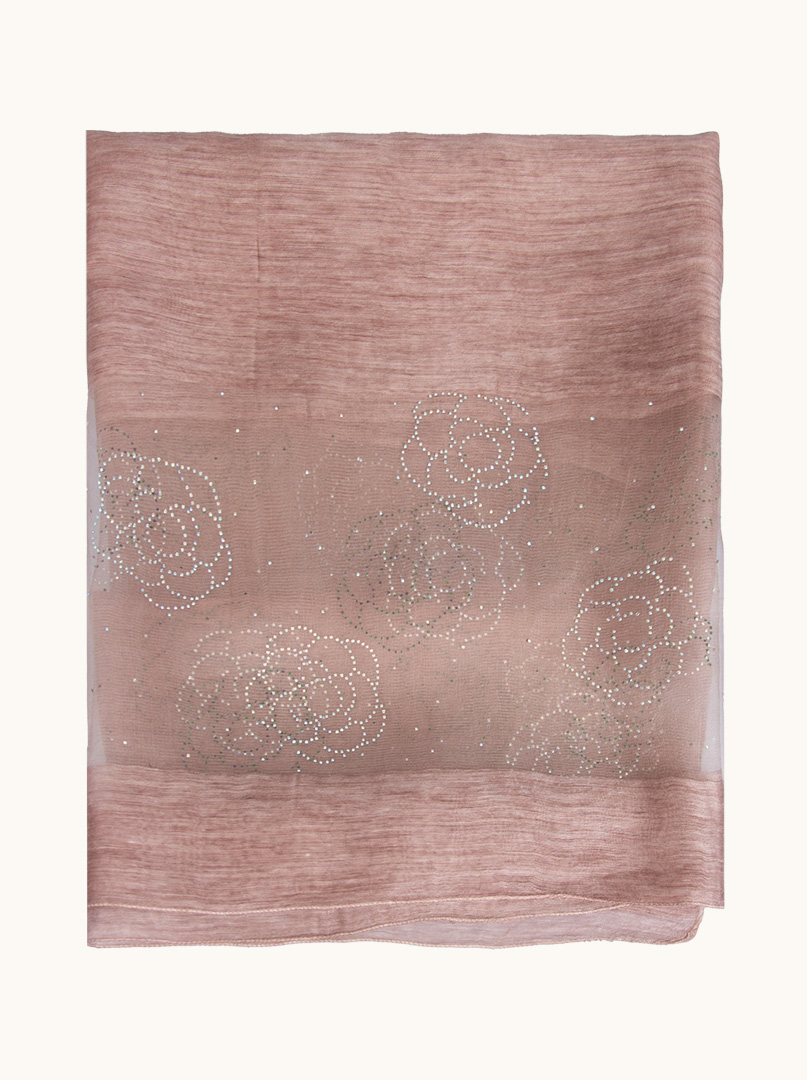 Wieczorowy szal z jedwabiem z ozdobną aplikacją 87 cm x192 cm  zdjęcie 2