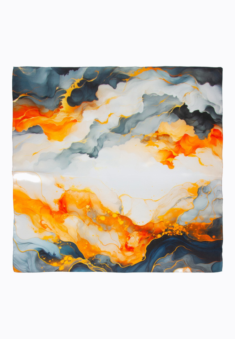 Mała apaszka jedwabna błękitna eksplozja koloru 53cm x53cm zdjęcie 4