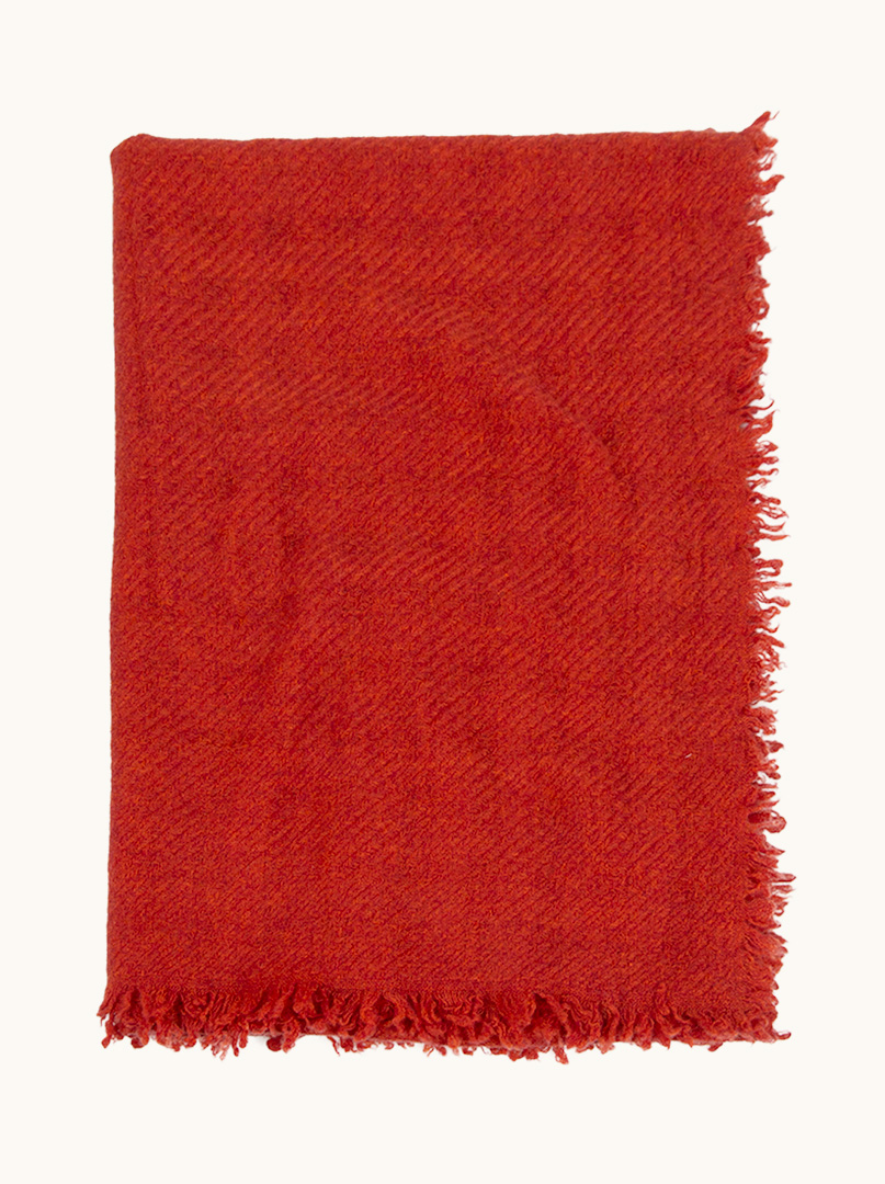 Szal kaszmirowy ciepły z frędzlami w odcieniu czerwieni ceglanej 70cm x 220cm PREMIUM zdjęcie 2