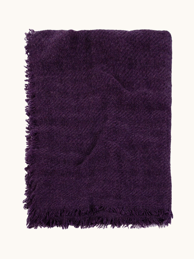 Szal kaszmirowy ciepły z frędzlami fioletowy 70cm x 220cm PREMIUM zdjęcie 4