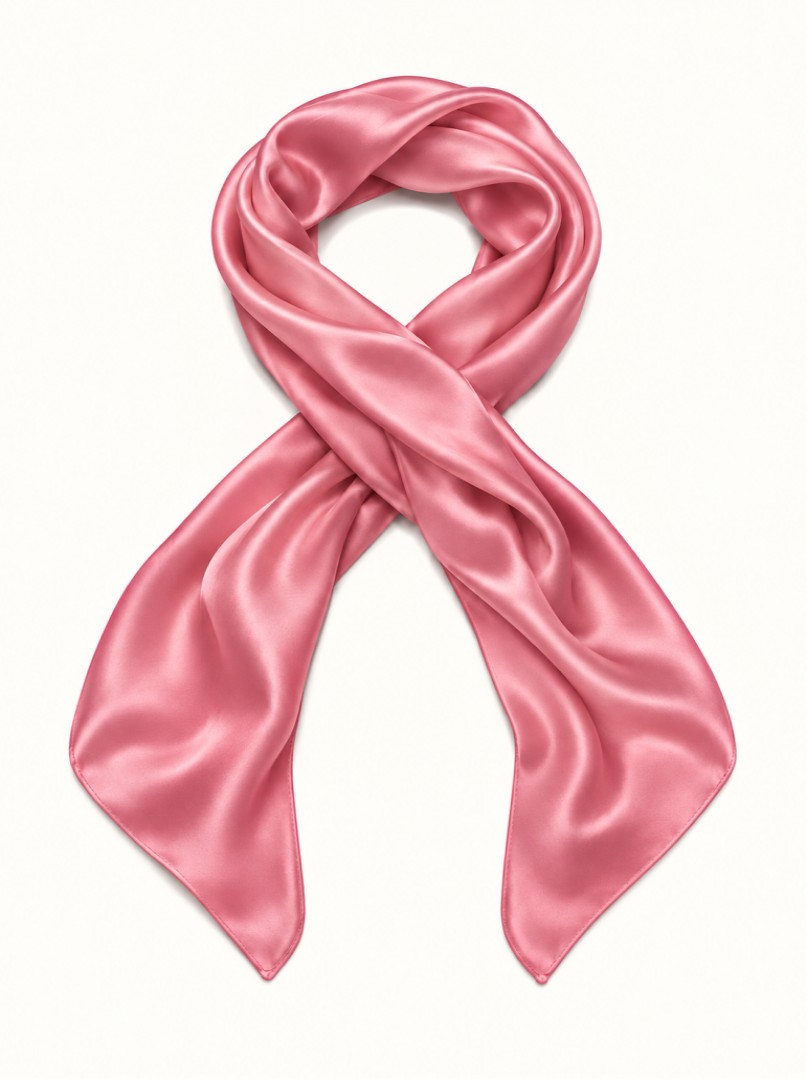 Powder pink silk scarf, 70x170 cm