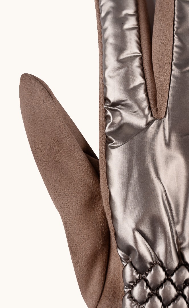 Rękawiczki damskie pikowane beżowe zdjęcie 3