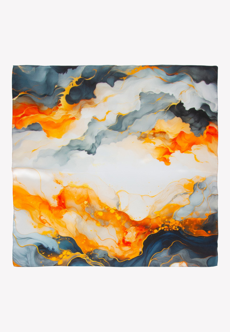 Mała apaszka jedwabna błękitna eksplozja koloru 53cm x53cm zdjęcie 1