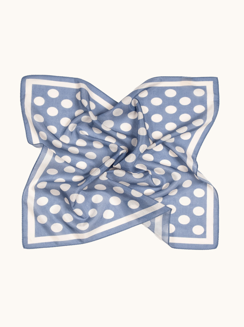 Mała apaszka bawełna z jedwabiem morwowym beżowe grochy  53cm x53cm zdjęcie 3