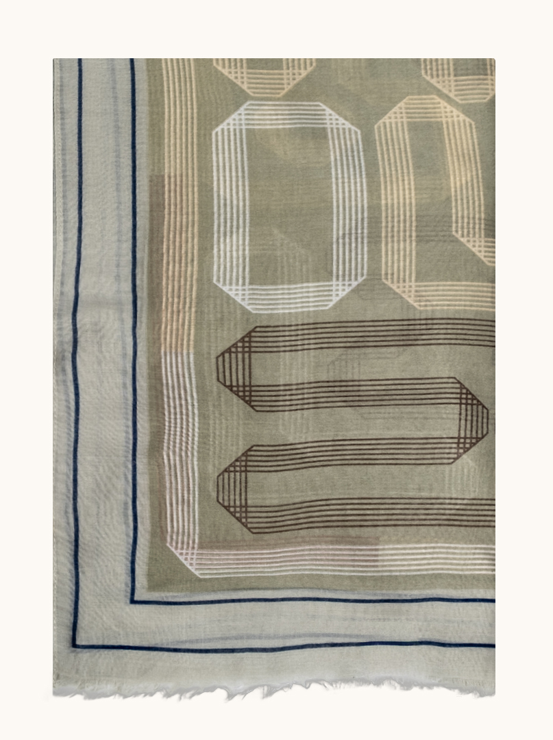 Lekki szal z bawełny i wiskozy w geometryczne wzory 90cm x 180 cm zdjęcie 2
