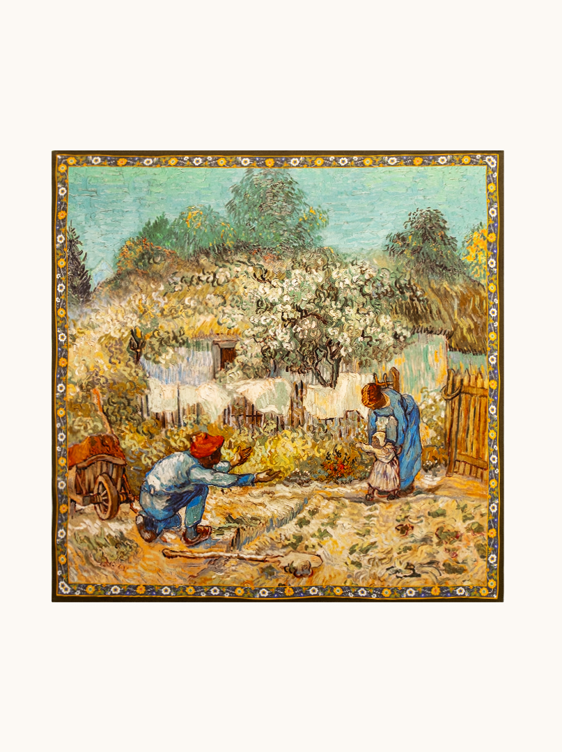 Apaszka jedwabna Vincent van Gogh "Pierwsze kroki" 65cm x 65cm zdjęcie 2