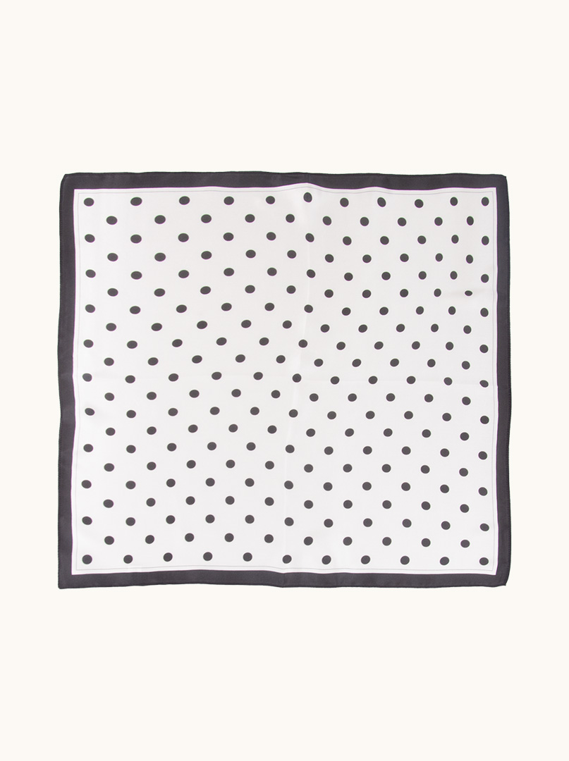 Mała apaszka jedwabna gawroszka  klasyczna elegancja w groszki 53 cm x 53 cm PREMIUM zdjęcie 4