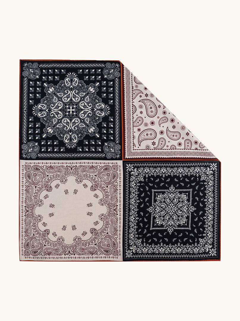 Apaszka wełna z jedwabiem bordo z motywem paisley 65x65 cm  zdjęcie 1