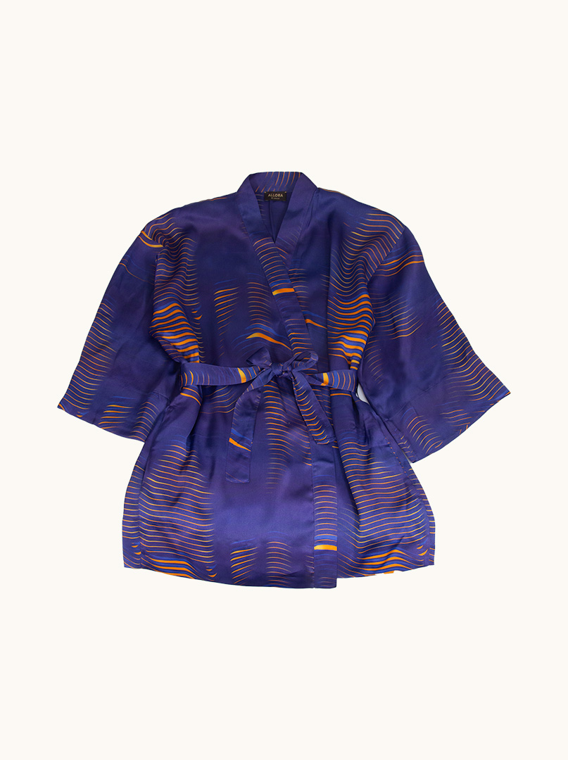 Szlafrok kimono z wiskozy granatowy PREMIUM  zdjęcie 3
