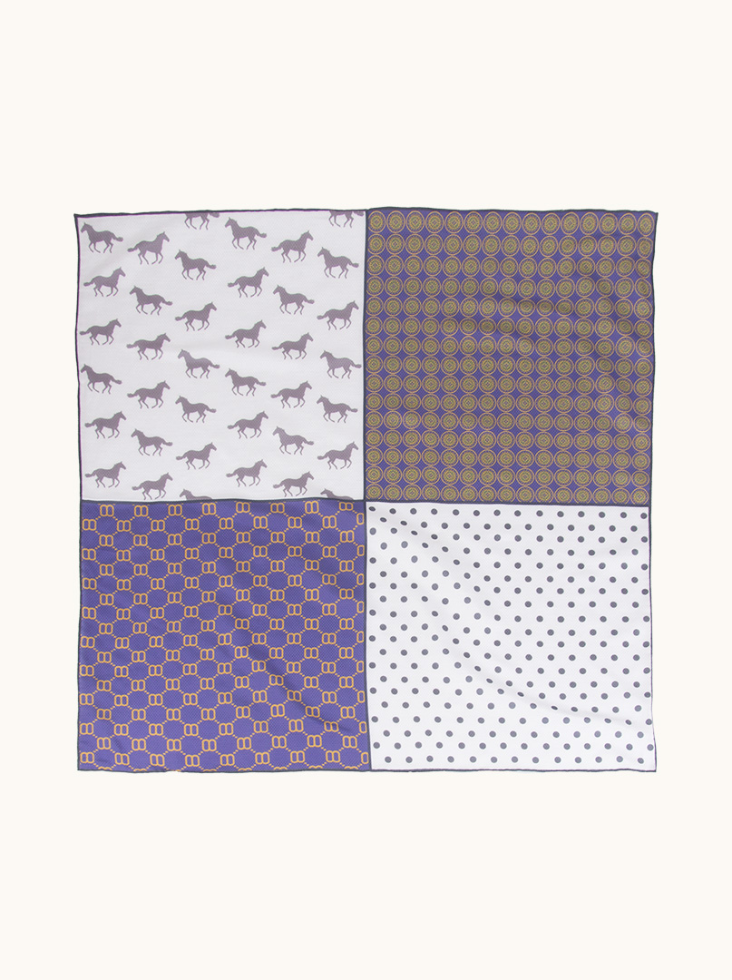 Średnia apaszka damska retro z jedwabiu morwowego i bawełny  65cm x 65cm zdjęcie 2