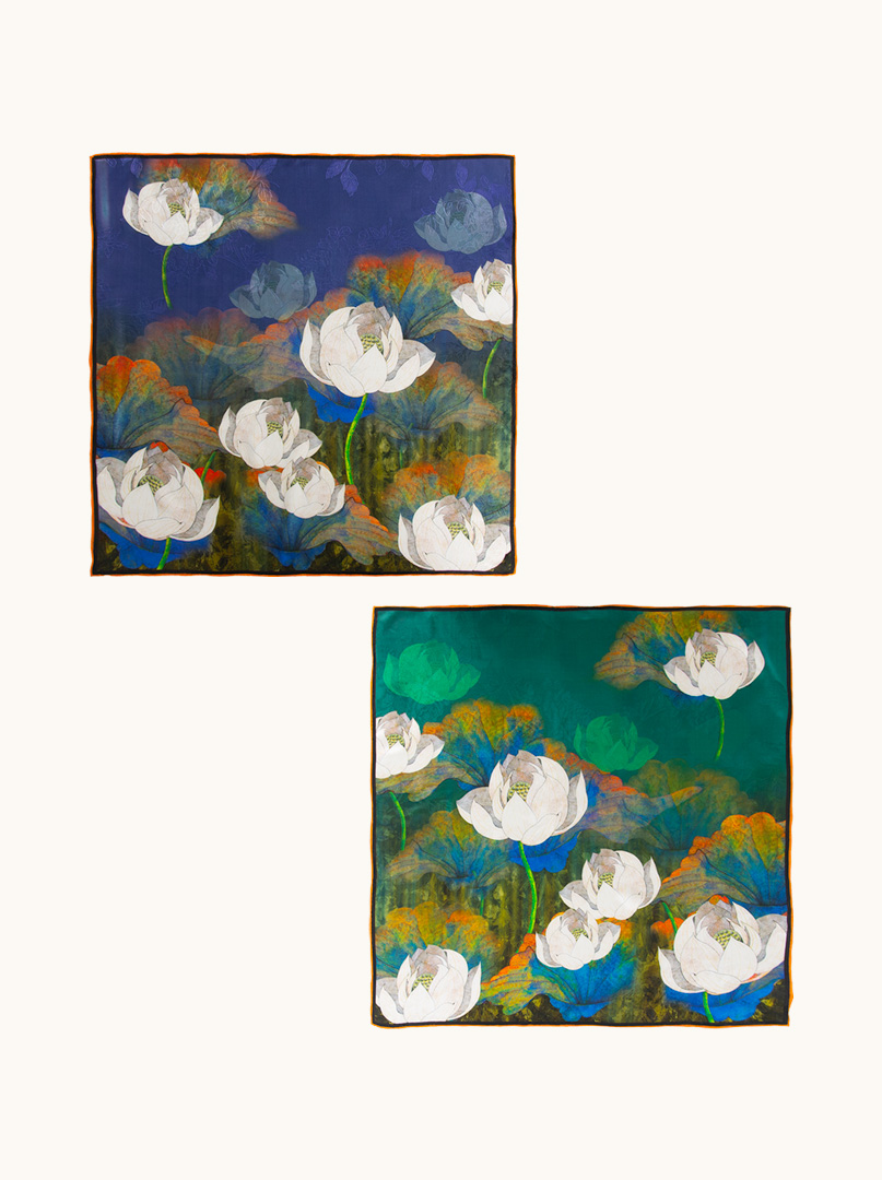 Apaszka jedwabna fakturowany wzór Zmysłowy dotyk 65cm x65cm zdjęcie 2
