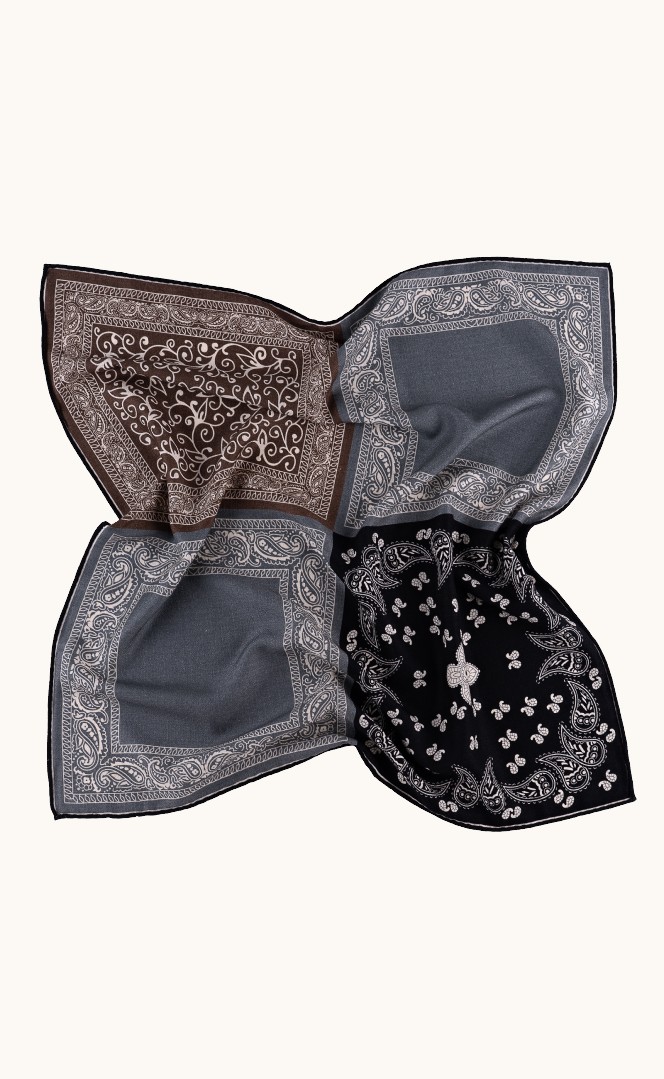 Apaszka wełna z jedwabiem z motywem paisley 65x65 cm  zdjęcie 3