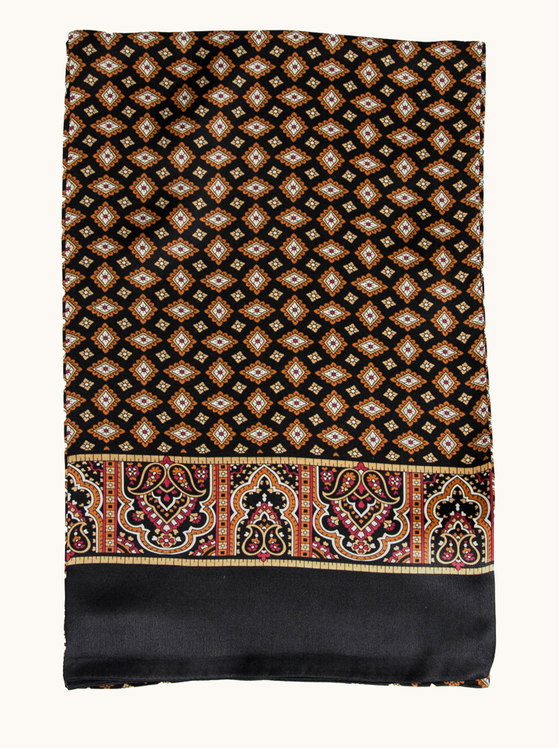 Elegancki szal męski brązowy jedwabny podwójnie zszyty 26 cm x 155 cm zdjęcie 2