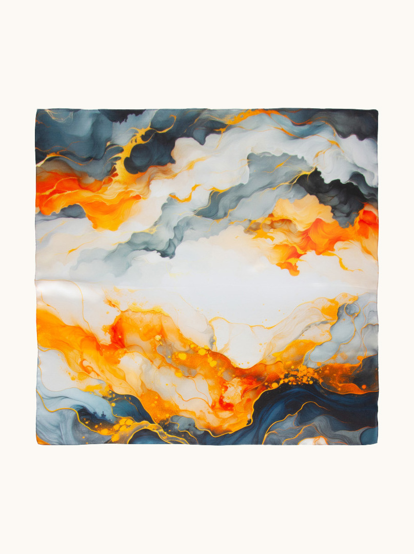 Mała apaszka jedwabna błękitna eksplozja koloru 53cm x53cm zdjęcie 1