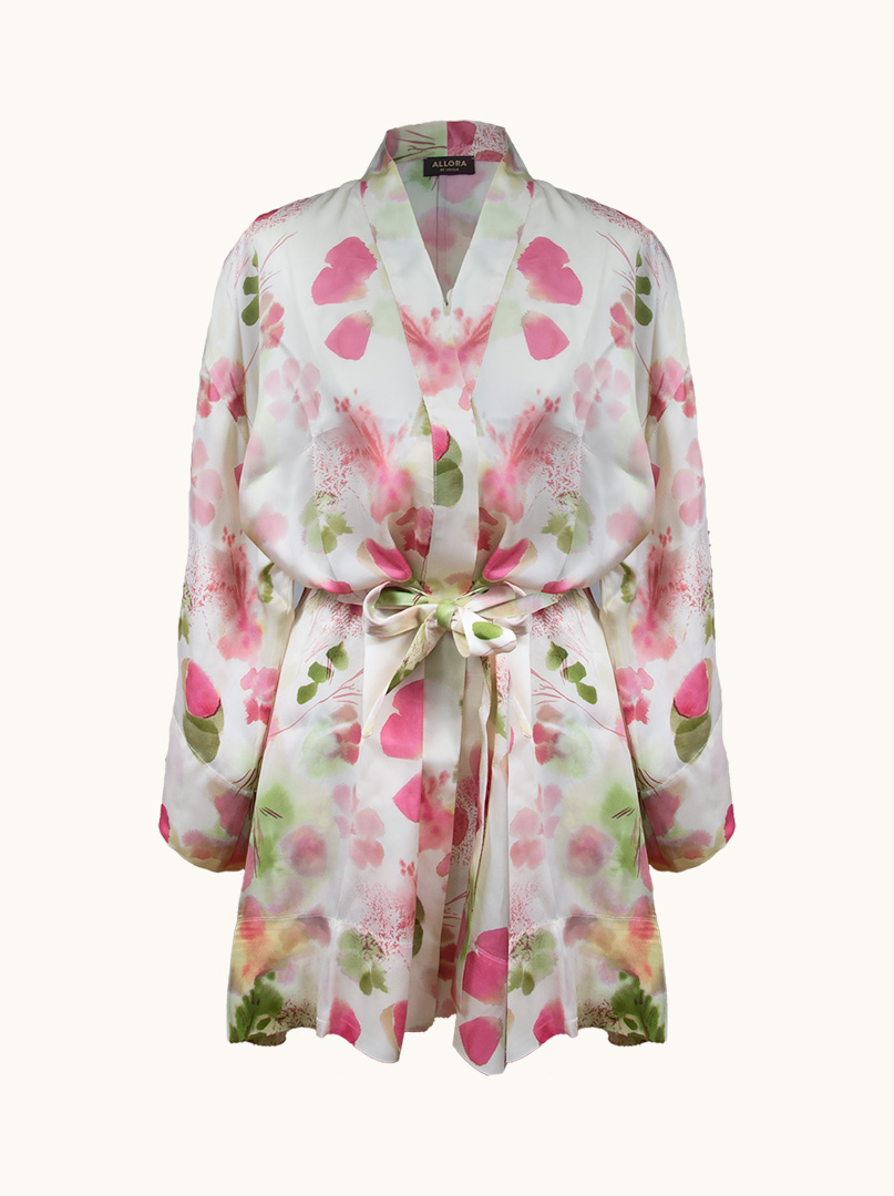 Szlafrok kimono z wiskozy z motywem kwiatowym PREMIUM  zdjęcie 3
