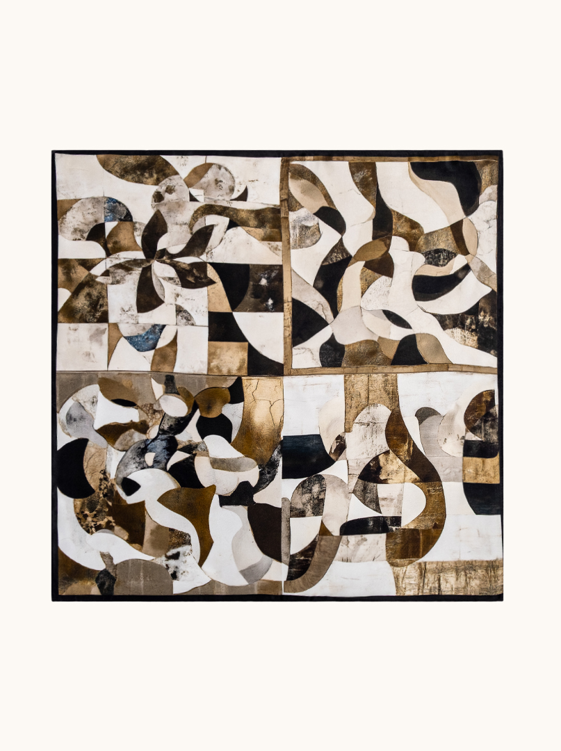 Mała apaszka jedwabna damska gawroszka z geometrycznym wzorem 53cm x 53cm zdjęcie 3