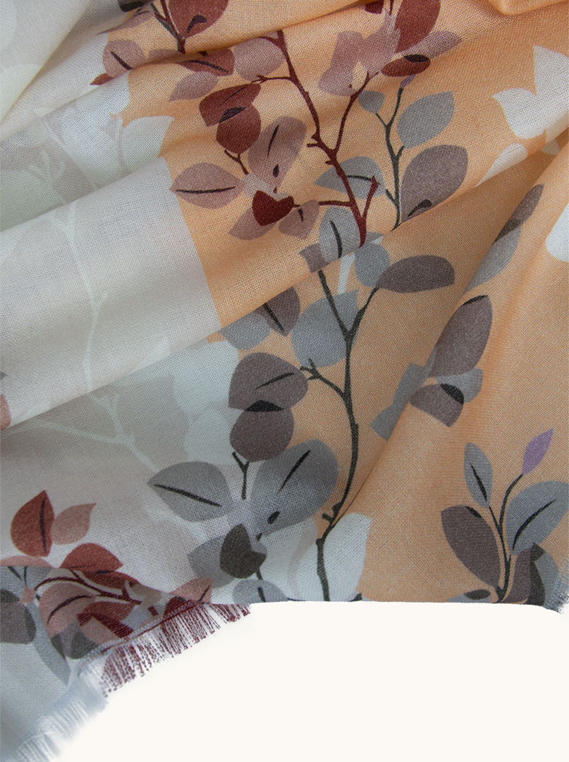 Szal 100% wełna z motywem natury 95 cm x 210 cm PREMIUM zdjęcie 4