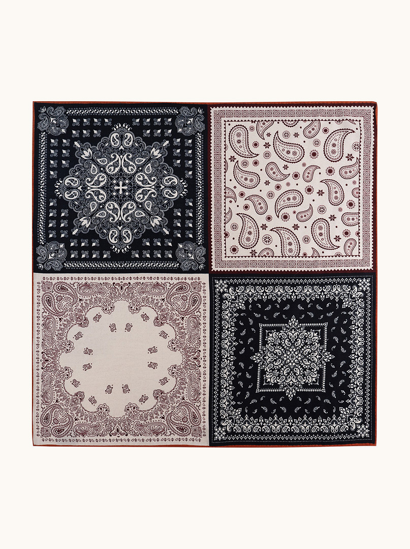 Apaszka wełna z jedwabiem bordo z motywem paisley 65x65 cm  zdjęcie 2