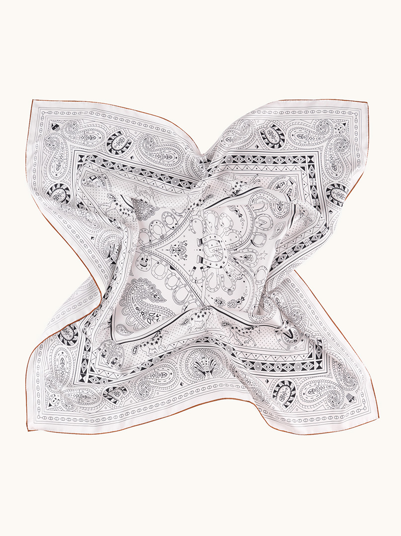 Duża apaszka z grubego jedwabiu ze wzorem paisley 90x90 cm zdjęcie 2