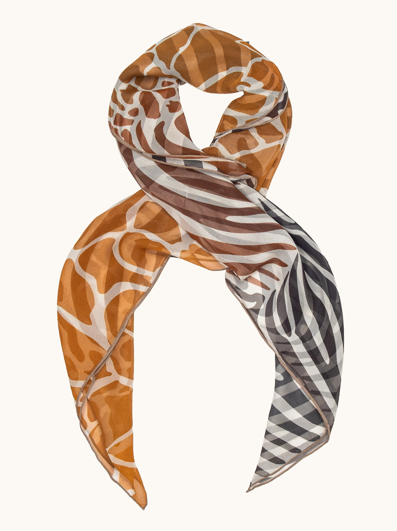 Duża chusta jedwab morwowy w zwierzęcy wzór 108 cm x108 cm  zdjęcie 1