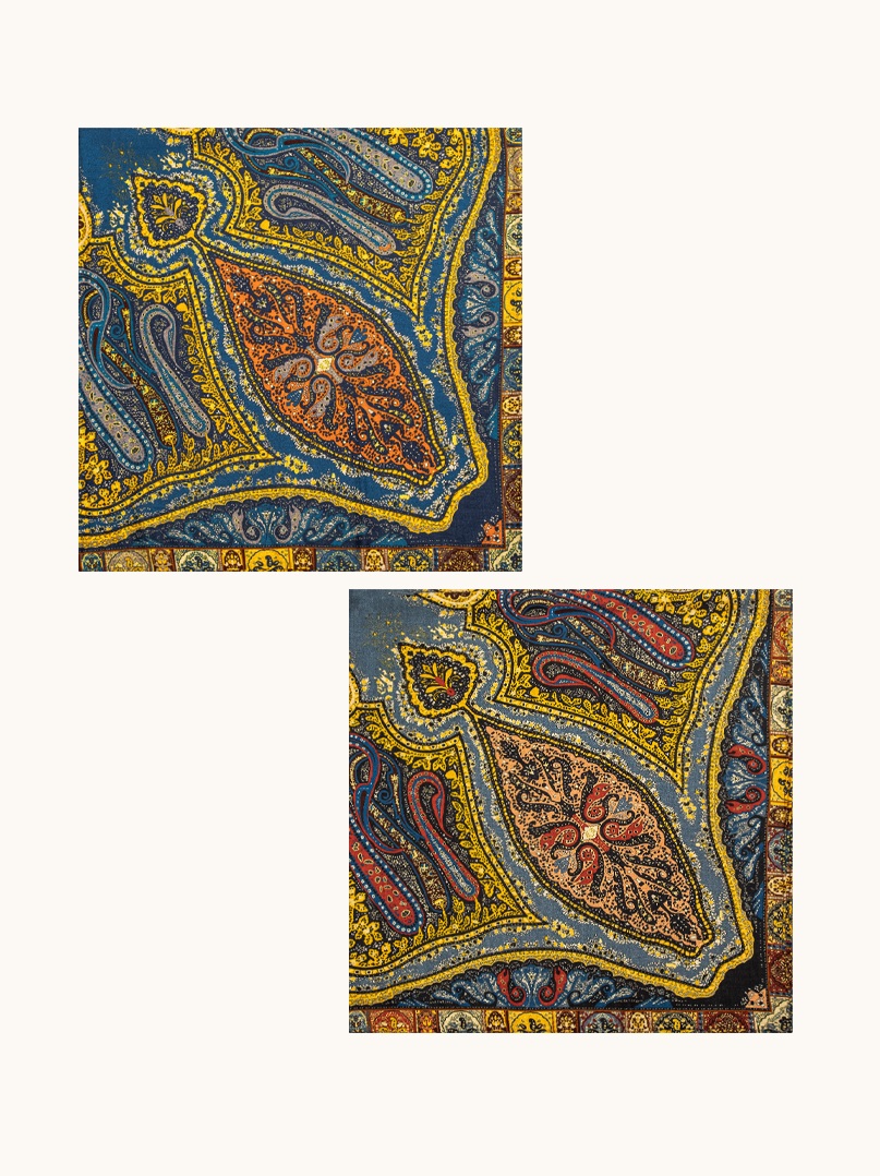 Duża chusta wełna z jedwabiem paisley dwustronna 130x130 cm  zdjęcie 4