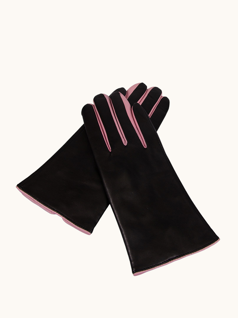 Czarno-różowe Skórzane Rękawiczki zdjęcie 1