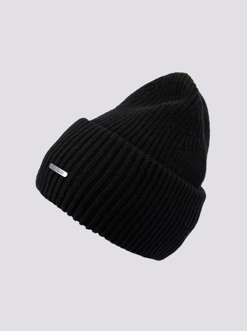 Ciepła wełniana czarna czapka Stetson zdjęcie 1