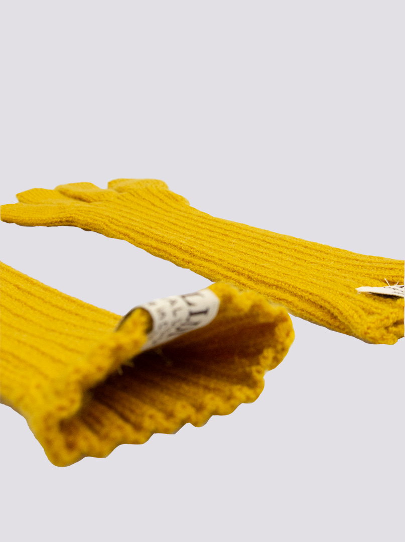 Długie rękawiczki grube dzianinowe żółte zdjęcie 4