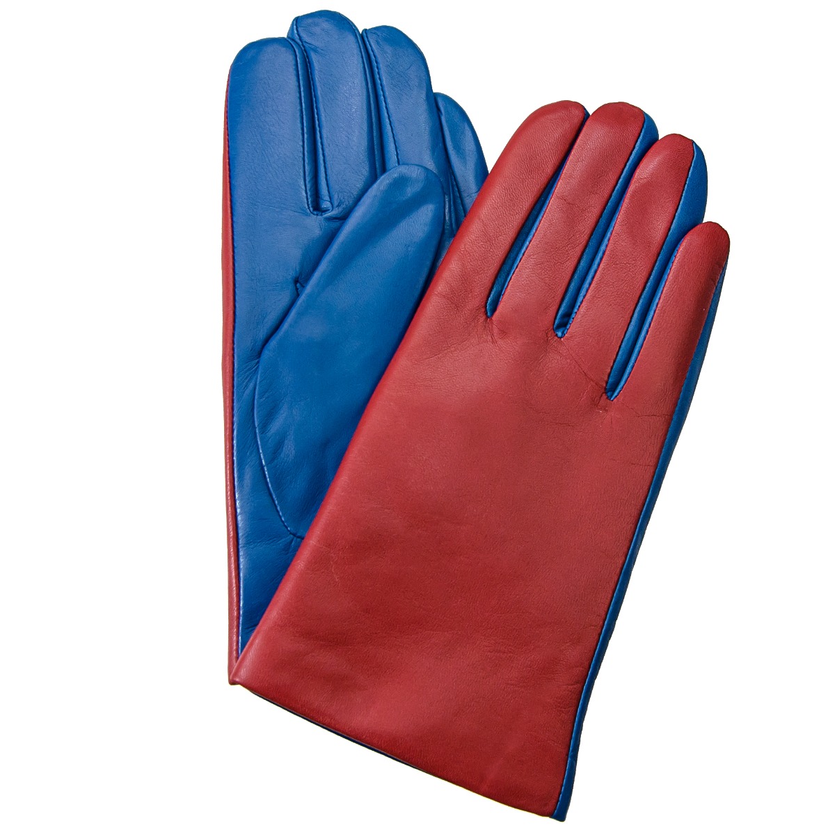 czerwono-niebieskie rękawiczki skórzane - Allora zdjęcie 1
