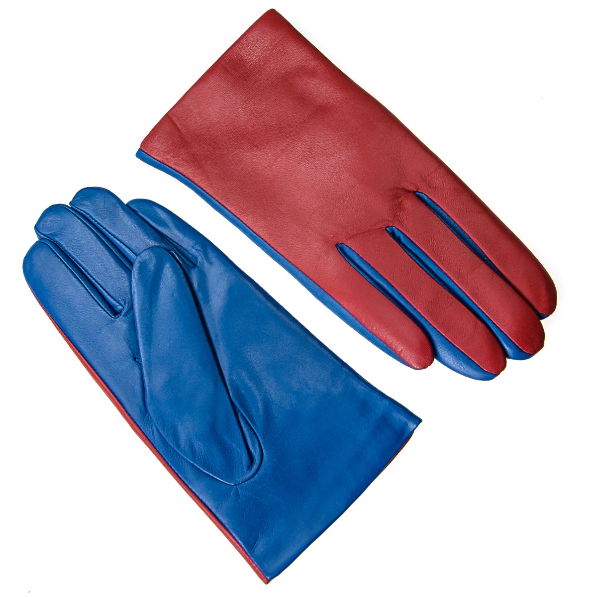 czerwono-niebieskie rękawiczki skórzane - Allora zdjęcie 2