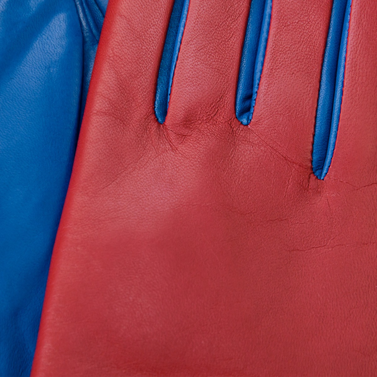 czerwono-niebieskie rękawiczki skórzane - Allora zdjęcie 3