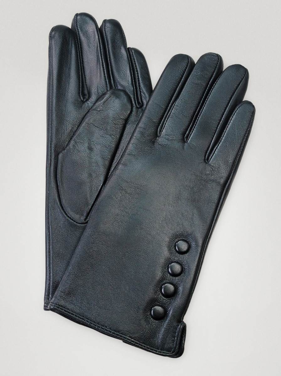Rękawiczki ze skóry z ozdobnymi guzikami - Allora zdjęcie 1