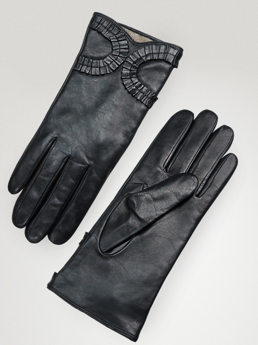 skórzane rękawiczki z ozdobną aplikacją rozmiar L - Allora zdjęcie 2