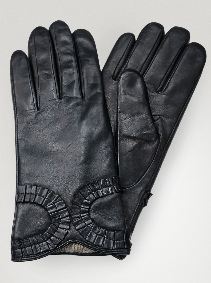 skórzane rękawiczki z ozdobną aplikacją rozmiar L - Allora zdjęcie 1